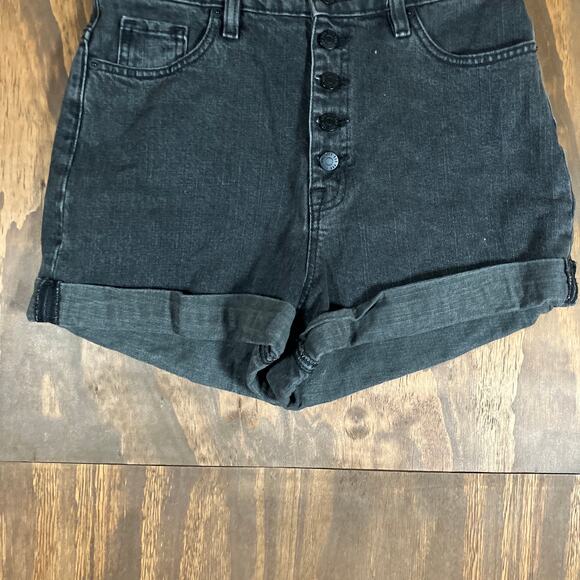 BDG Womens Shorts Black Denim Mom High Rise Cuffed Button Fly Stretch 29 - Picture 3 of 10